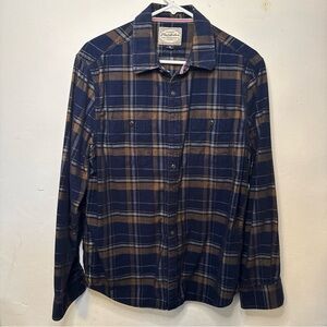 Flag and Anthem Blue and Yellow Plaid Flannel Button Down Shirt Men’s Medium